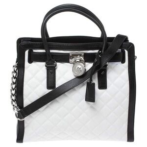 Michael Kors Leather White/Black Hamilton Tote